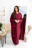 L044 - عباية عملية قماش كريب قصة نصف بشت لون عودي