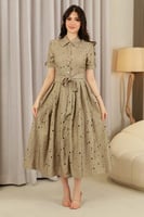 فستان كتان بيج فاتح