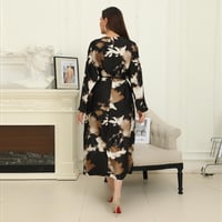 فستان ساتان ميدي مشجر باكمام قصيره