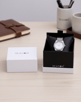 ساعه سيزون فضي دائري