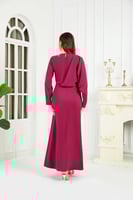 فستان كريب زهري غامق