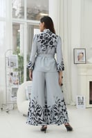 طقم كريب ليكرا سماوي