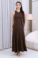 فستان مكسي بني غامق