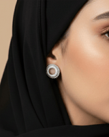 حلق فضي دائري مرصع بالزركون | سيزون