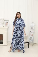 جلابية شيفون بربطة على الياقة فري سايز