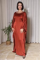 فستان ساتان ناعم - برتقالي داكن | سيزون