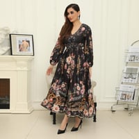 فستان نسائي ميدي مخصر بطبعة الورود