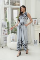 طقم كريب ليكرا سماوي