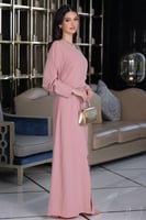 فستان كريب وردي