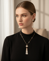 طقم سلسال حلق مع لؤلؤ