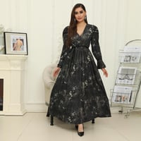 فستان ستان باكمام طويلة