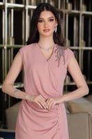 فستان كريب وردي