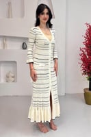 فستان مكسي كريمي