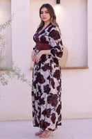 فستان شيفون بيج بورود عنابية