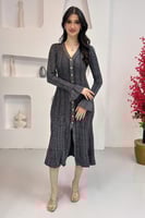 فستان مكسي أسود لامع