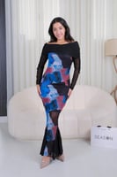 فستان مكسي أزرق