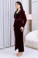 فستان مخمل عنابي