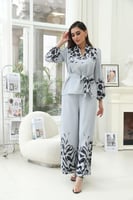 طقم كريب ليكرا سماوي