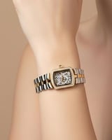 ساعة SEASON نسائية مربعة فاخرة - ذهبي وفضي - إطار...