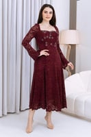 فستان شتوي دانتيل مع مخمل