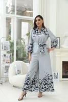 طقم كريب ليكرا سماوي