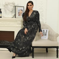 فستان ستان باكمام طويلة