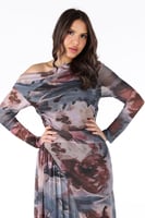 فستان ميدي بطبعة زهري