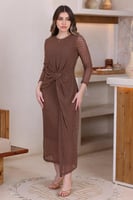 فستان ميدي بني فاتح