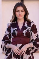 فستان شيفون بيج بورود عنابية