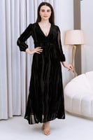 فستان مكسي مخمل أسود