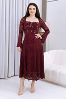 فستان شتوي دانتيل مع مخمل