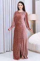 فستان مخمل لحمي