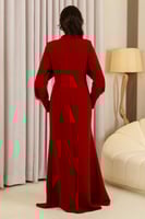 فستان سهرة احمر ماكسي