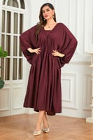 فستان ساتان ناعم عنابي