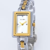 ساعة نسائية فاخرة بإطار مستطيل - لون فضي وذهبي مع...