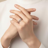 خاتم زركون توينز نسائي - فضي | سيزون