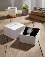 ساعة يد نسائية مربعة لون فضي | كلاسيكي | سيزون