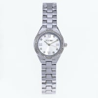 ساعة نسائية باطار كريستال دائري