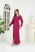 فستان كريب زهري غامق