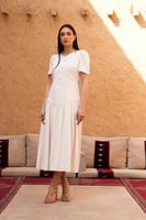 فستان كريب لون بيج | SEASON