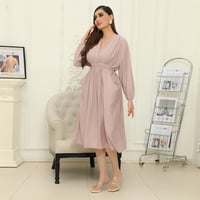 فستان نسائي ميدي ساده مخصر باكمام طويلة