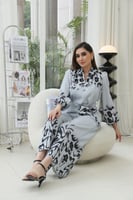 طقم كريب ليكرا سماوي