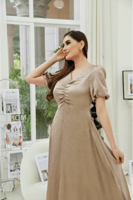 فستان ستان مخصر بقصة عصرية