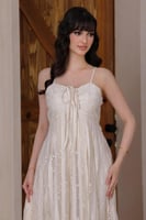 فستان دانتيل بيج بنقوش مشجرة