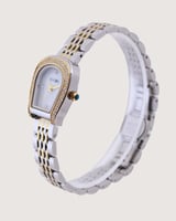 ساعة نسائية لونين ذهبي وفضي مرصعة زركون - مينا أبي...