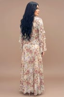 فستان مكسي بطبعة زهري