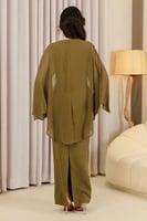 فستان سهرة كريب زيتي