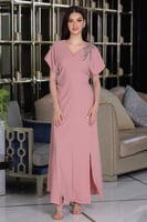 فستان كريب وردي