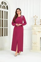 فستان كريب زهري غامق