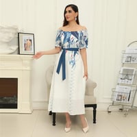 فستان ميدي مطبوع بأكمام كلاسيكية